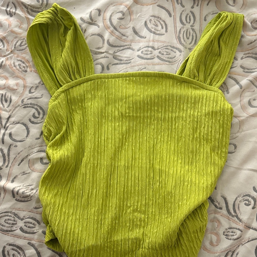 Vibrant Lime Green Textured Tank Top